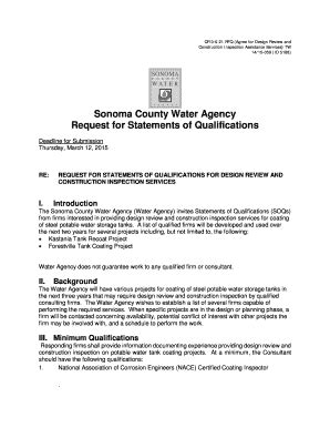 Fillable Online Sonoma County Water Agency Request For Statements Of