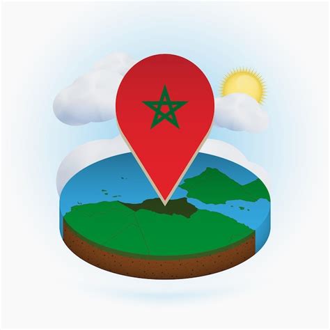 Premium Vector Isometric Round Map Of Morocco And Point Marker With