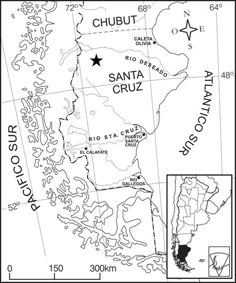 Mapa De La Provincia De Santa Cruz Rep Blica Argentina Indicando La