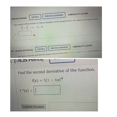 Solved LARCALC11 2 5 045 PREVIOUS ANSWERS DETAILS 0 6 25 Chegg