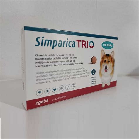 Simparica Trio Chewable Tablets For Dogs Weighing 10 20kg 221 44 Lbs