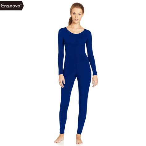 Aliexpress Buy Ensnovo Lycra Spandex Blue Unitard Bodysuit Round