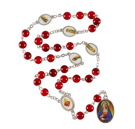 Chaplet Of The Five Holy Wounds Jesus With Prayer Card Red Catholic