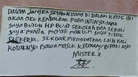 Pencuri Kotak Amal Masjid Tinggalkan Surat Butuh Uang Buat Beli HP