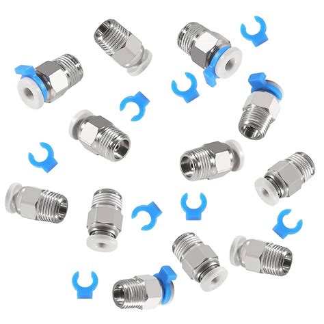 12Pcs PC4 M10 Male Straight Pneumatic PTFE Tube Push In Quick Fitting