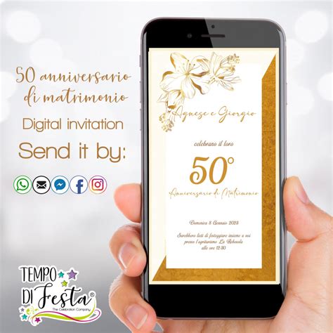 Th Wedding Anniversary Digital Invitations For Whatsapp Tempo Di Festa