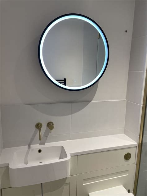 Mollie Black Framed Round Illuminated Led Mirror Cabinet Mirror