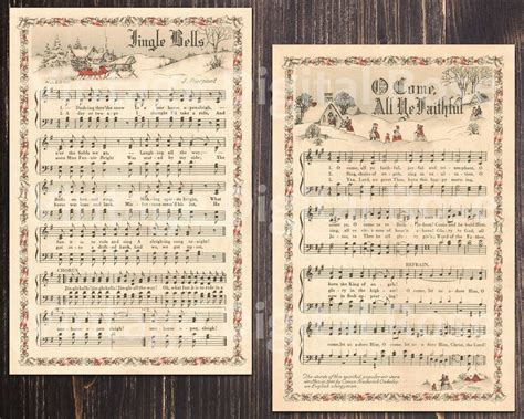 Printable Vintage Christmas Carols Color Illustrations Best - Etsy