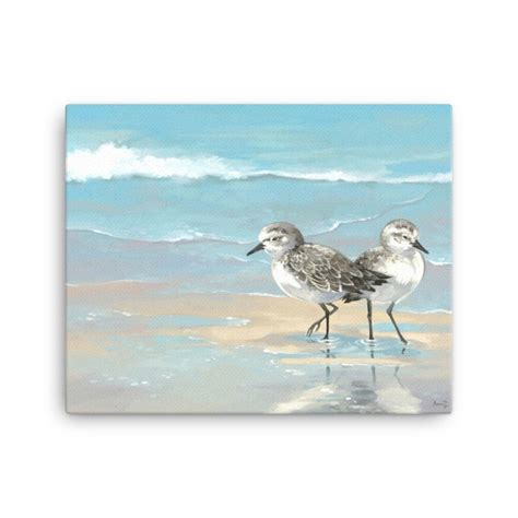 Beach Canvas Print Of Sandpipers Beach Cottage Decor Wall Etsy