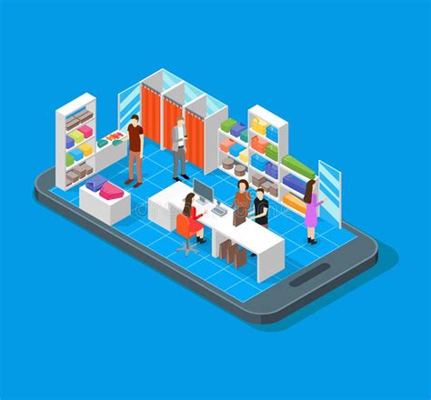 Online Mobile Shopping Concept 3d Isometric View Vector Stock Vector