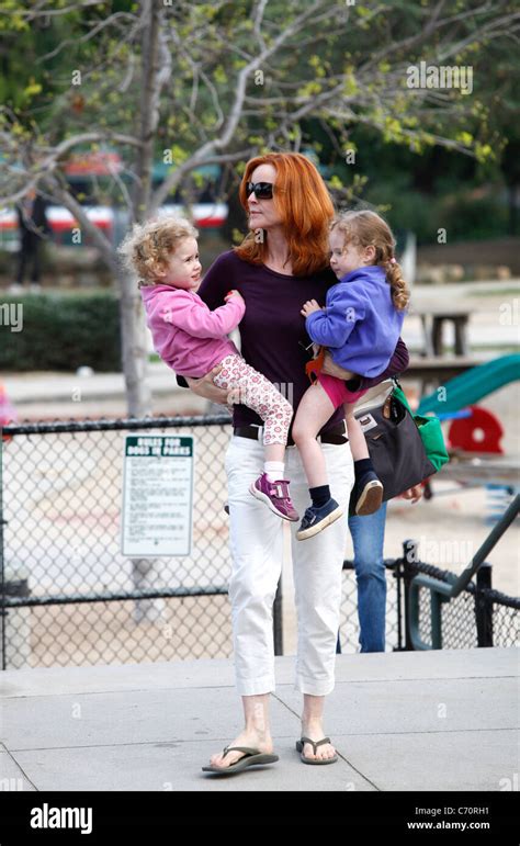 Marcia Cross Takes Her Twin Daughters Eden And Savannah To A Playground In Santa Monica Los