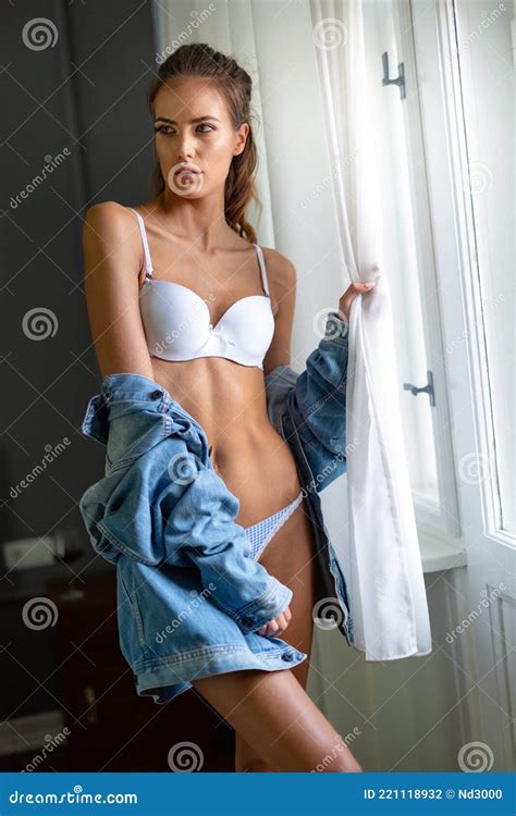 Portrait Of A Charming Woman In Lingerie Stock Photo Image Of Attractive Posing 221118932