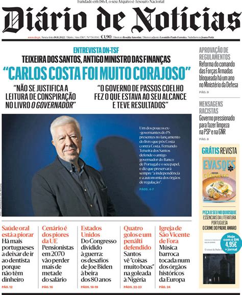 Capa Diário de Notícias 18 novembro 2022 capasjornais pt