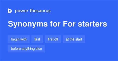 starters synonyms  similar words phrases