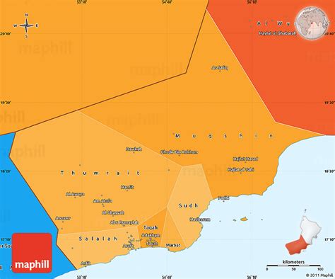 Political Shades Simple Map of Dhofar