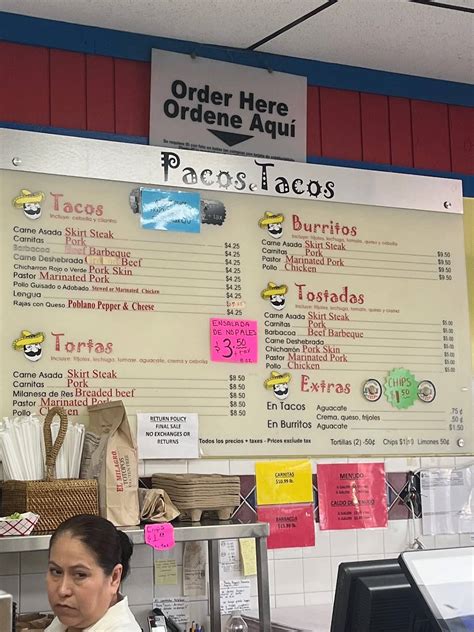 Menu at Paco's Tacos restaurant, Chicago, S Archer Ave