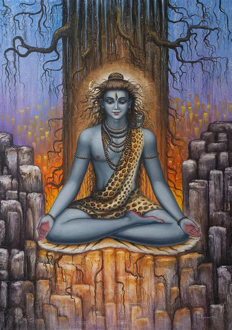 Shiva Meditation Painting By Vrindavan Das