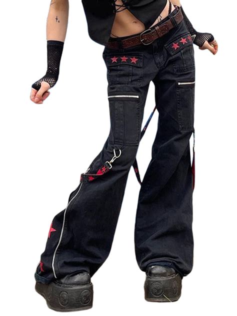 Gothic Emo Alt Cargo Pants Techwear Hippie Baggy Jeans Mom Goth Punk