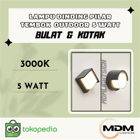 Jual Lampu Dinding Pilar Tembok Outdoor 5 Watt Taman Model Bulat Dan