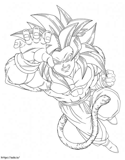 Coloriage Son Goku Super Saiyan 4 à Imprimer Dessin