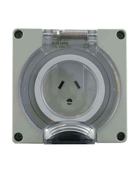 Ip66 Socket Outlet 3 Pin Round Earth Pin 10a Impact Series