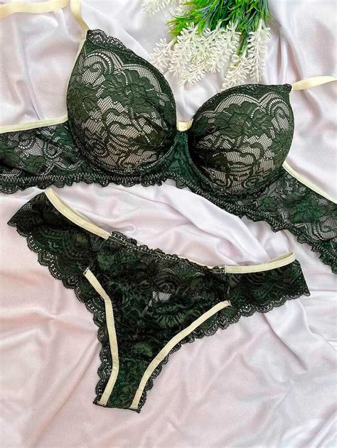 Conjunto Rendado Bojo Verde Off Realize Lingerie
