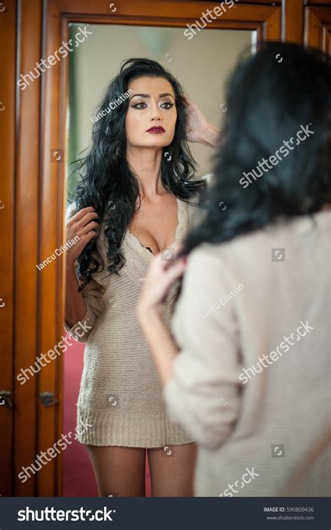 Attractive Sexy Brunette Half Naked Posing Stock Photo Shutterstock