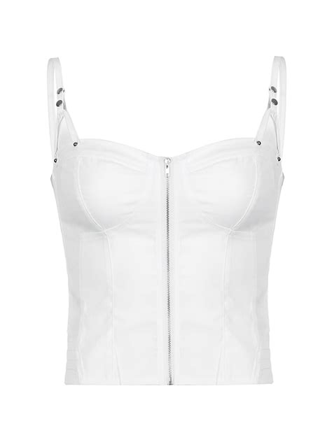 Wassery Sexy V Neck Sleeveless Crop Top For Women Spaghetti Strap Zipper Lace Up Tanks Camisole