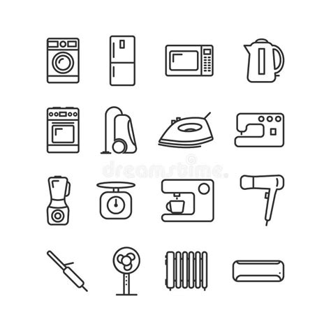 Vector Image Set Of Household Appliances Icons Line Stock Illustration Illustration Of