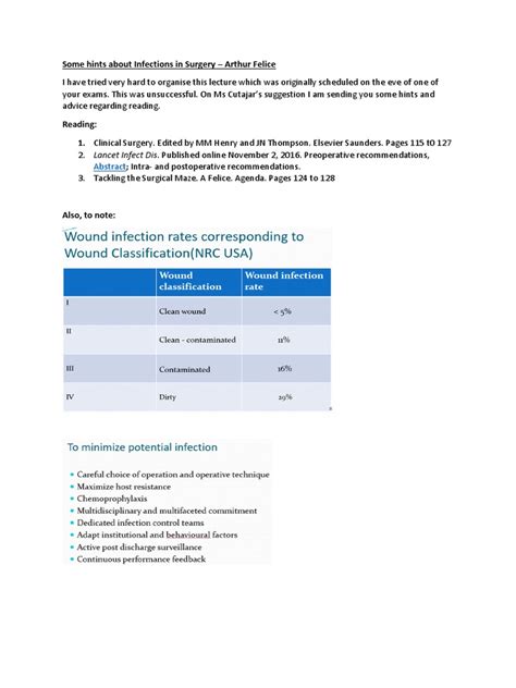 Some Hints About Infections in Surgery - Arthur Felice | PDF