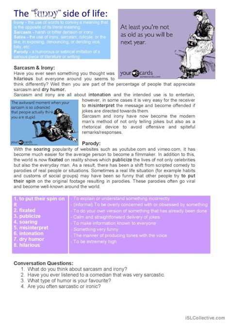 Sarcasm And Irony English Esl Worksheets Pdf And Doc