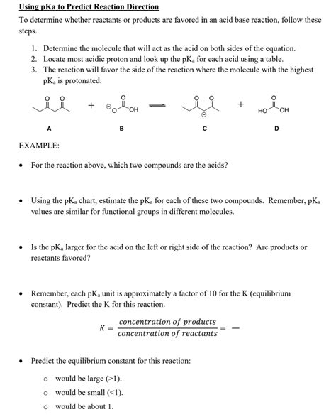 Using Pka To Predict Reaction Direction To Determine