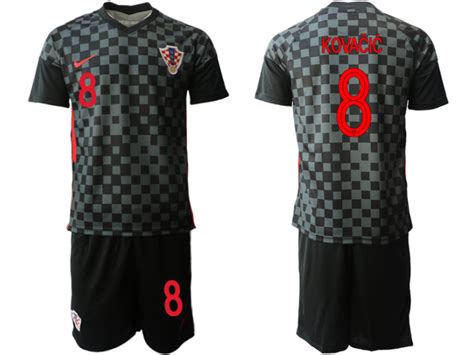 Croatia National Soccer Team #8 KOVACIC Black Away Jersey