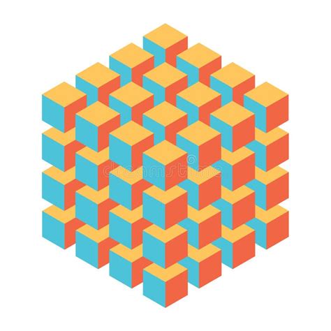 Geometric Cube Of Smaller Isometric Cubes Abstract Design Element