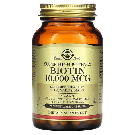 Solgar Super High Potency Biotin 10 000 Mcg 120 Vegetable Capsules