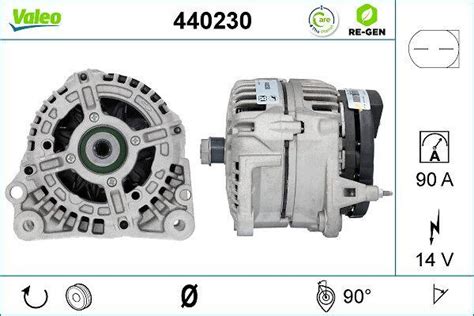 Alternator VALEO REMANUFACTURED PREMIUM 14V, 90A, with integrated ...