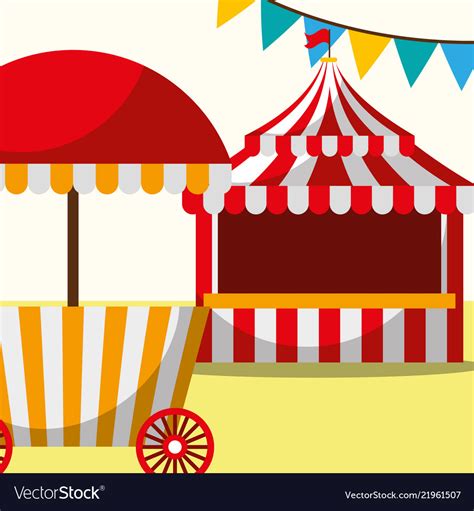 Tent And Food Booth Carnival Fun Fair Festival Vector Image