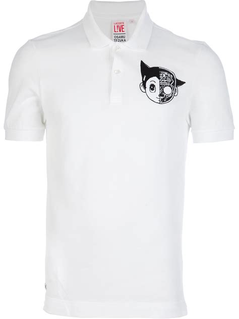 Lyst Lacoste Printed Polo Shirt In White For Men