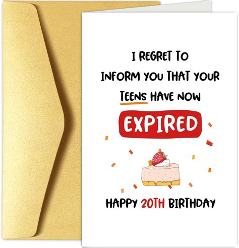 Chenive Funny 20th Birthday Card For Him Her 20th