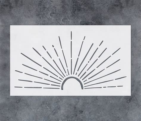 Rising Sun Stencil Boho Sunburst Wall Stencils Reusable Etsy