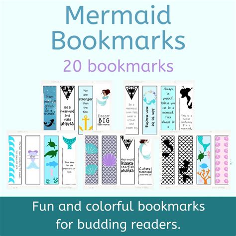 Mermaid Bookmarks Set Of Girls Bookmarks With Ocean And Waves