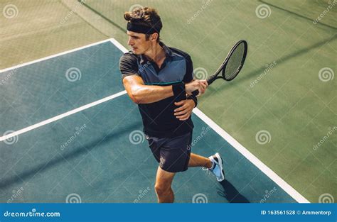 Tennis Player Practicing Forehands Stock Photo Image Of Healthy