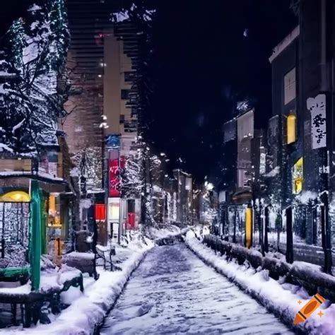 Photo Of Snow Covered Streets In Asahikawa City During Winter On Craiyon