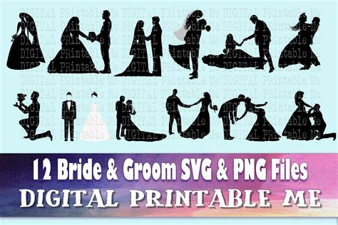 Wedding Silhouette Bride Groom Marriage Graphic By Digitalprintableme · Creative Fabrica