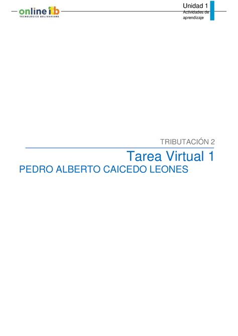 Pedro Area Virtual Tributacion Pdf Tributaci N Tarea Virtual