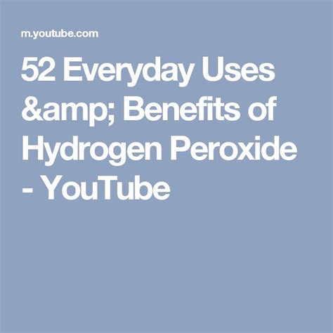 52 Everyday Uses And Benefits Of Hydrogen Peroxide Youtube Us Health