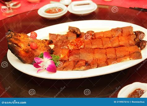 Traditional Hong Kong Style Bbq Roasted Suckling Pig Stock Photo