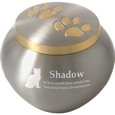 Cat Cremation Urn- Golden Pair of Pawprints