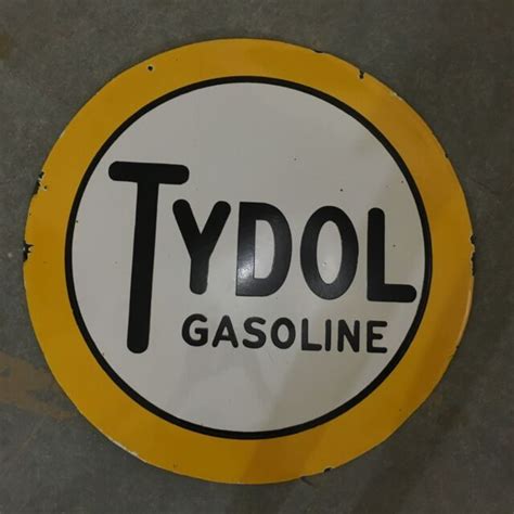 Vintage Porcelain Tydol Gasoline Enamel Sign Size Inches Double