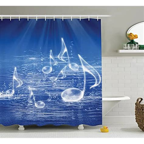 Vixm Music Decor Shower Curtain Set Magical Water With Musical Notes